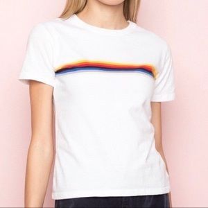 Brandy Melville John Galt White Rainbow Tee